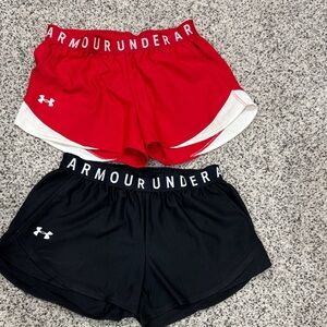 Under Armour Women's Athletic Shorts in Red and Black
